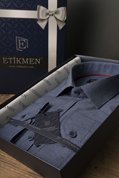 Etikmen Royal Blue Slimfit férfi ing díszdobozban
