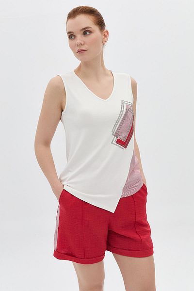 DAIDO Striped Stone Collar Tank Top