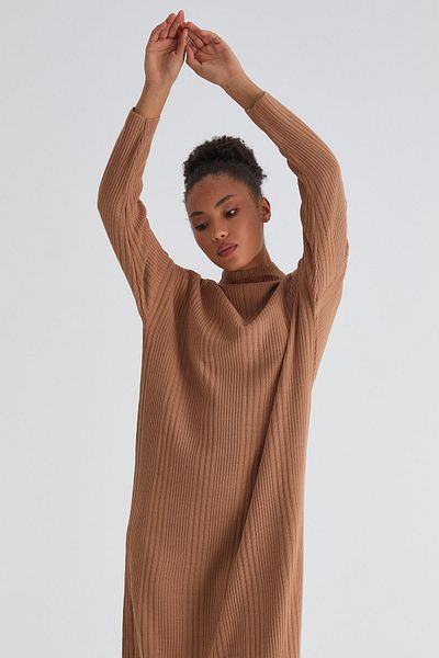 MARKALİSTE Πλεκτό φόρεμα Camel Oversize
