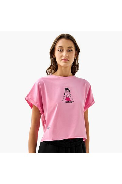 SP Characters Chr L Boxy Turn Back Sleeve Croptees