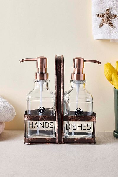Perotti Rame Antique Metal Stand Retro Διανομέας υγρού σαπουνιού 2 τεμαχίων 500 ml