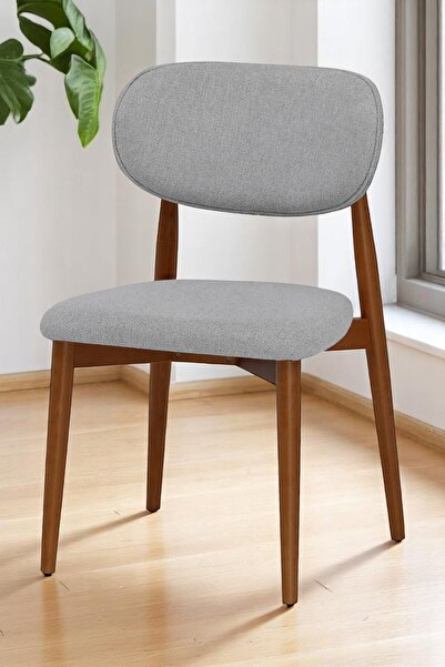 MYMASSA Parma Sandalye - Mense Gri Kumaş - Ahşap Iskelet - Mutfak Sandalyesi ...