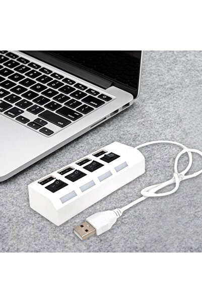 Others موزع USB 2.0 متعدد المنافذ من Yiring Eve، مزود بـ 4 منافذ مع مفتاح فردي - موسع متعدد المنافذ