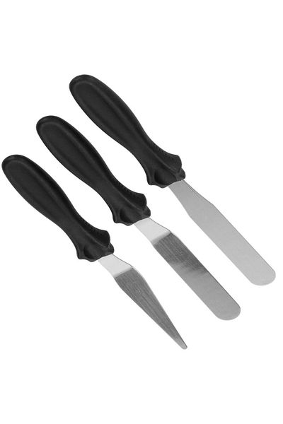Springos Set of 3 Springos pastry spatulas, steel and plastic, silver/black