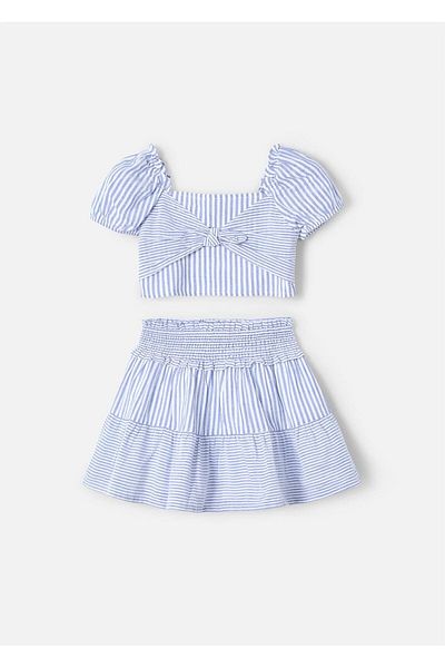 MAYORAL Fusta cu dungi și costum crop pentru fete, albastru 3945