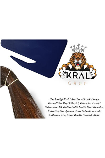 KRAL GRUP KOZMETİK 2 bucăți de tăietor de cauciuc pentru împletitură de păr, culoare albastră - aparat de tăiat elastic pentru păr, care nu rănește