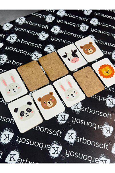 karbonsoft Intelligence Cards Wooden Educational Memory Matching Game Cute Animals Puzzle Toy ( 5.5 x 7.5 CM)