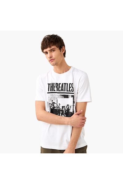 FAV The Beatles Print T-shirt with Crew Neck and Short Sleeves