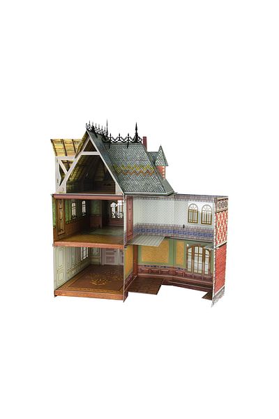umbum 3D Puzzle Doll House Doll House Ii Lifelike Cardboard Model 1/12 Scale 74 Pieces 42.5 X 40.5 X 60 cm