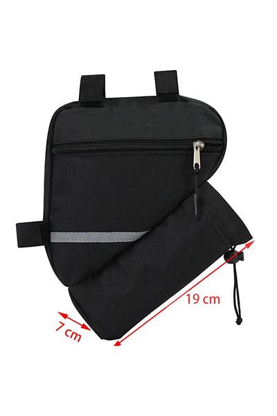DELPI Triangular Bicycle Bag with Storage Space for Water, 3 Fixing Elements, Reflective, 19x19x7 cm, Blac