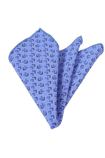 Exve Exclusive Blue Baby Blue Navy Blue Geometric Patterned Cotton Pocket Lapel Handkerchief