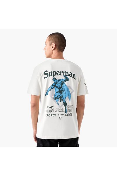 FAV Superman Print T-shirt with Crew Neck