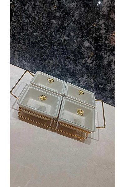 Marblecenter seramik kahvaltılık sunumluk gold kare