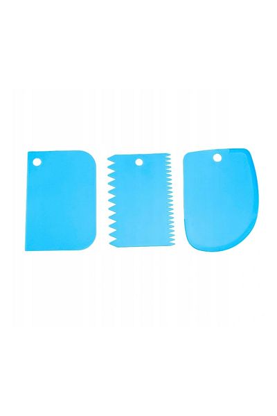 OEM Set 3 spatule patiserie, pentru decorare prajituri si torturi, plastic, 12 cm inaltime, albastru