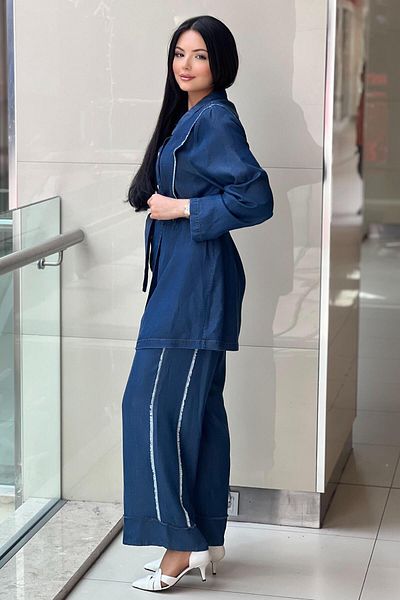 Ghisa Eight Snap Buttons Tenzel Jeans Suit