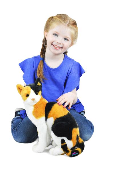 hediyecik Toy Real Looking Standing Plush Calico Cat 45 cm