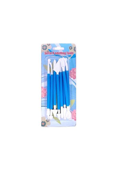 OEM Cake and Cupcake Decorating Spatula Set, 8 Elements, 16 Shapes, Plastic, Blue