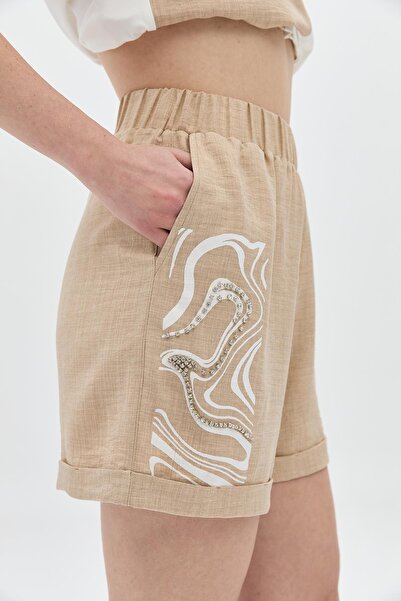 DAIDO Baskılı Taş İşlemeli Şort