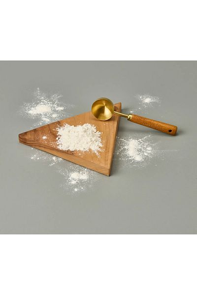 garaccu Gold Detailed Stainless Steel Measuring Spoon with Wooden Handle and Stylish and Elegant Design - 60ml