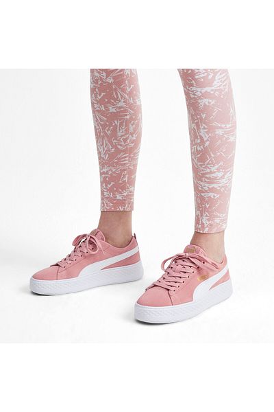 Puma Womens Smash Platform Suede Trainers Sneakers - Pink