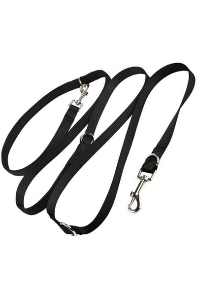 Nuxie Lesa reglabila pentru caini, inel pentru dublare lesa, 5 m, latime 2.5 cm, negru