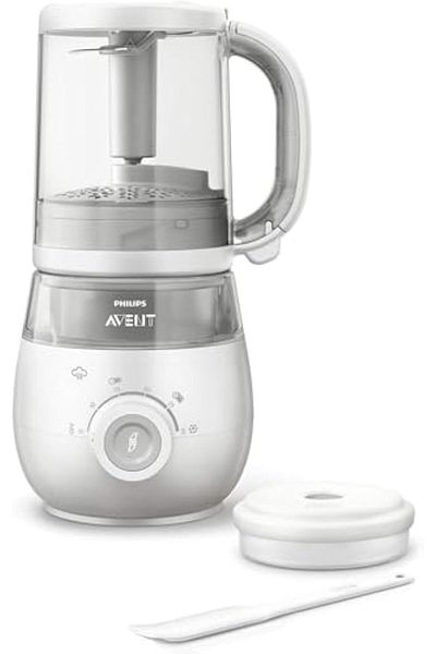 Philips محضر طعام الأطفال أفينت ٤ في ١ - صانع طعام صحي للأطفال وخلاط باللون الأبيض (موديل SCF88)
