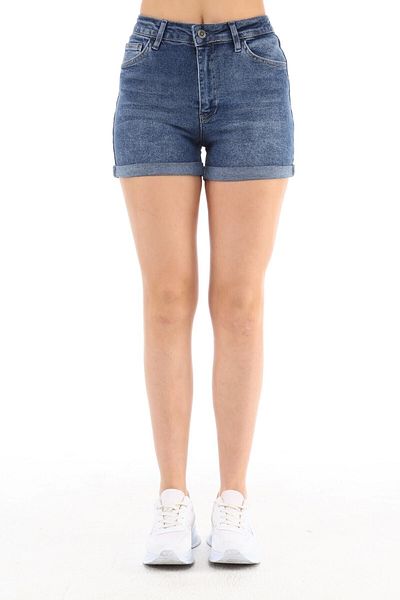 CEDY DENIM Pantaloni scurți mini blugi de damă cu talie înaltă - Double Legs C604