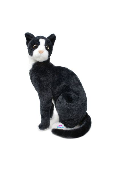 hediyecik Toy Real Looking Standing Plush Tuxedo Cat 45 cm