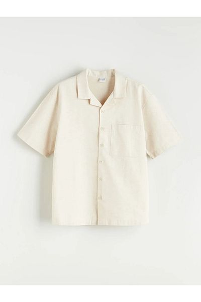 LC Waikiki Lcw Kids Ecru Linen Blended Boy's Shirt