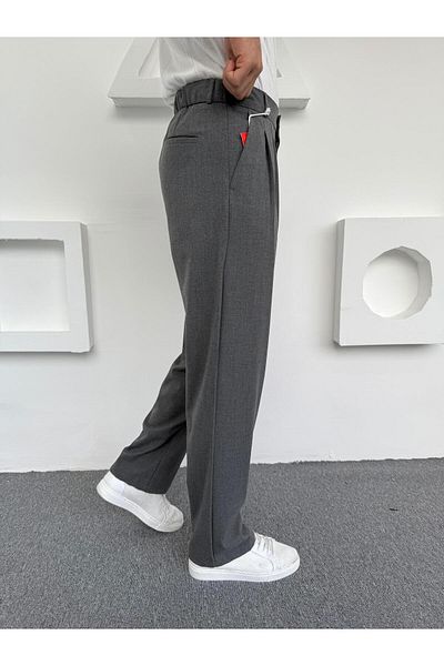 Butik Pleated Baggy Fabric Trousers Anthracite