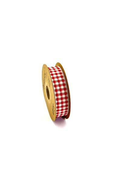 FANTASTIC KURDELE Red White Plaid Patterned Ribbon 2 cm X 10 m – for Gift Wrapping, Decoration and Crafts