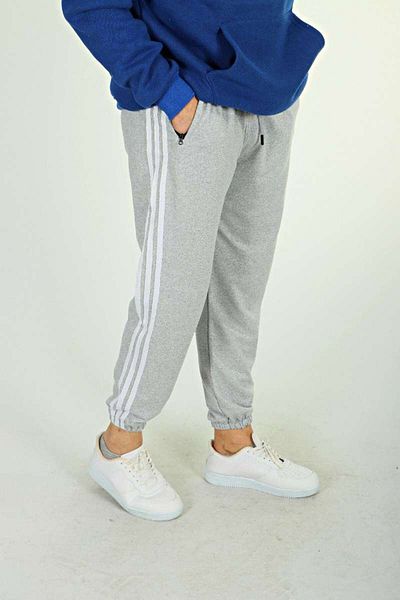 Benim Denim 2 Thread 3 Stripe Elastic Leg Sweatpants Light Gray