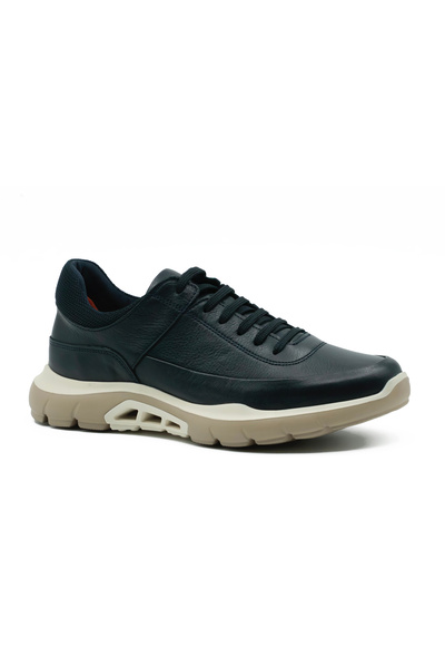 Tuna Genuine Leather Navy Blue Casual Sports Men's Shoes - Eva Sole - 256073
