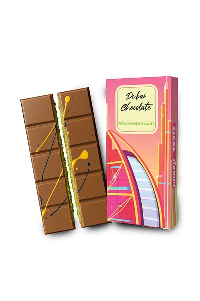 Le Damas Sweets Compound Chocolate Dubai with Pistachio & Kunafa 200g