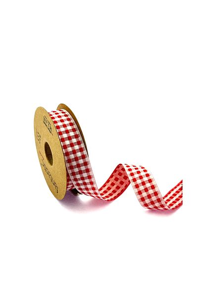 FANTASTIC KURDELE Red White Plaid Patterned Ribbon 2 cm X 10 m – for Gift Wrapping, Decoration and Crafts