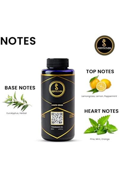 Scenta FLORA Lemongrass Fragrance Oil Aromatherapy 200ml | IFRA Certified | Refreshing Lemon & Mint