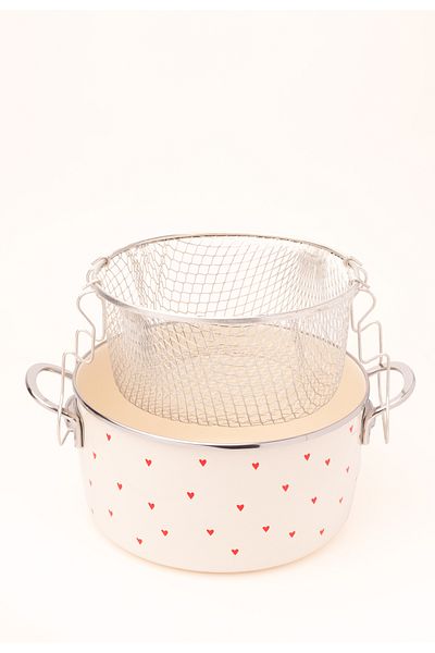 EMAYlab Cupid Enamel Frying Pot/Fryer (Special Pyrex Lid)