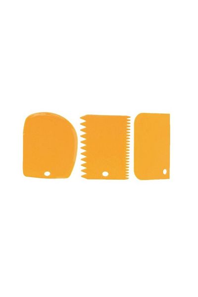 OEM Set of 3 pastry spatulas, for decorating cakes and pastries, plastic, 12 cm high, orange