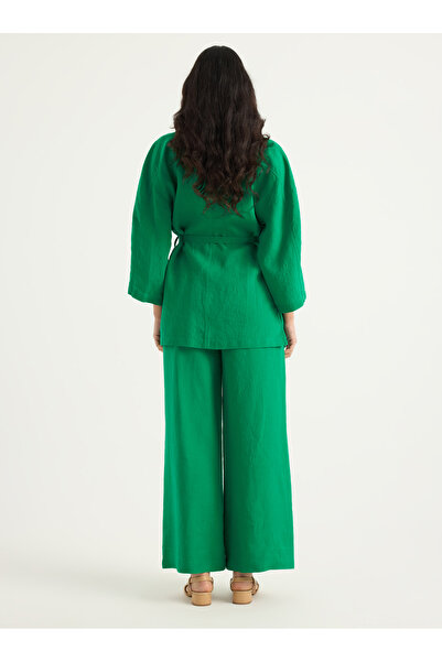 Store Wf 100% Linen Green Kimono Set