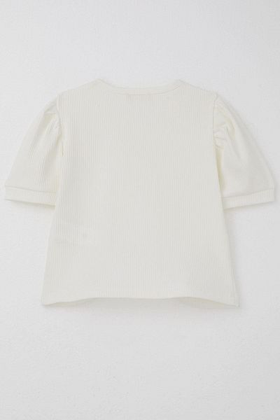 Breeze Κοριτσίστικο Crop T-Shirt Navel Low Cut Λεπτομερές ηλικίας 8-14 ετών, εκρού