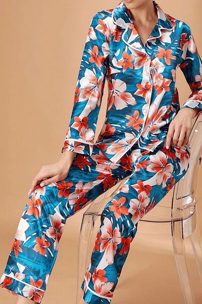 Nurteks Women's 2-Piece Satin Pajama Set