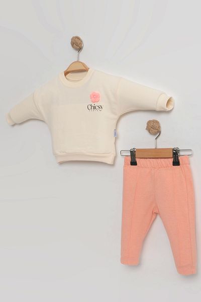 LOGO AKSESUAR Baby Kids Cotton Floral Detailed Bottom Top Double Set