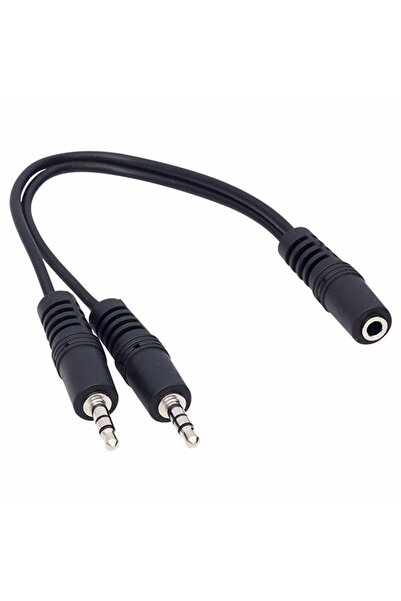 Derwell 3.5mm Stereo Dişi 2x3.5mm Streo Erkek 20 Cm Y Kablo Çoklayıcı Cabble