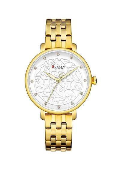 Curren 9046 Quartz Movement Round Dial Stainless Steel Strap Waterproof Women Wristwatch