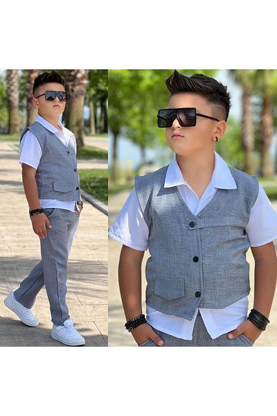 KOKOŞ BEBEK Linen Suit with Eid Vest