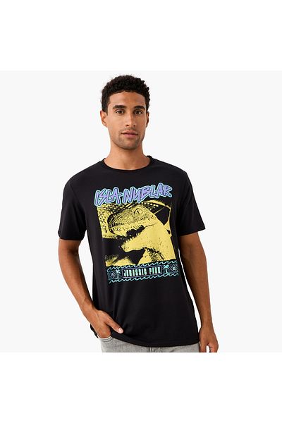 SP Characters Jurassic Park Print T-shirt with Crew Neck