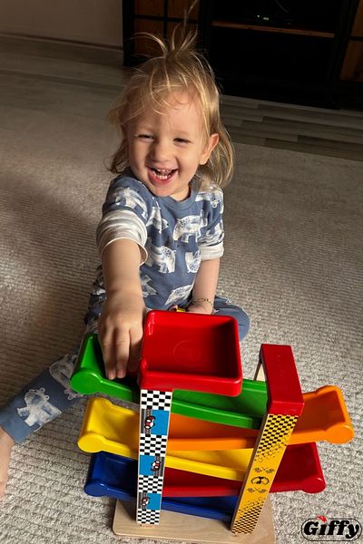 giffy Toy Rampax 5 Montessori Wooden Race Car Parking Game