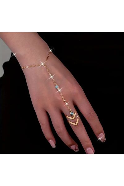 stainless steell Vip Gold Color Chain with Blue Bead Detailed Shahmeran