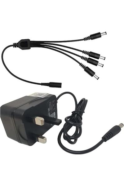 Generic Power Supply Converter and Quadruple Split Cable for Surveillance Camera/DVR AC 100-240V to DC 12V 2