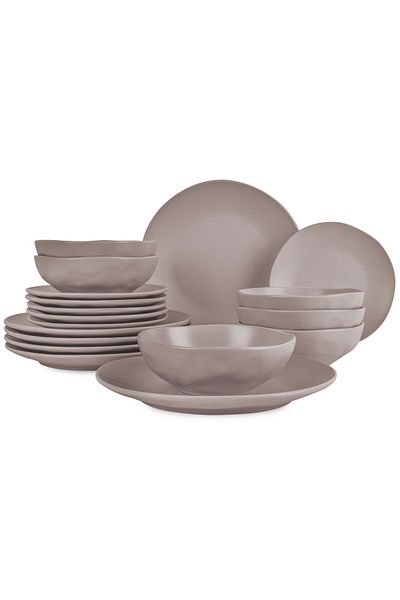 Berlinger Dinner Set Of 18 Plates Set Dishwasher Microwave Safe Taupe Collection